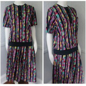 Retro Dress Set 2 piece skirt and top by Petra - Abstract pattern 1980's fashion